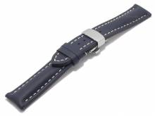 Meyhofer EASY-CLICK Uhrenarmband Loano 18mm dunkelblau Leder mit Faltschließe helle Naht (Schließenanstoß 16 mm)