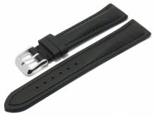 Meyhofer EASY-CLICK Uhrenarmband Bonaire 24mm schwarz glatt hydrophobiert abgenäht (Schließenanstoß 20 mm)