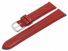 Meyhofer EASY-CLICK Uhrenarmband XL Rosario 18mm rot Leder Teju-Prägung abgenäht (Schließenanstoß 18 mm)