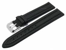 Meyhofer EASY-CLICK Uhrenarmband Kandava 24mm schwarz Leder Carbon-Look abgenäht (Schließenanstoß 22 mm)