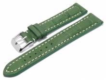 Meyhofer EASY-CLICK watch strap Lanus 24mm green leather alligator grain light stitching (width of buckle 20 mm)
