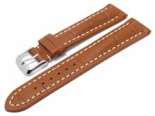 Meyhofer EASY-CLICK watch strap Lanus 24mm light brown leather alligator grain light stitching (width of buckle 20 mm)