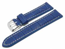Meyhofer EASY-CLICK watch strap Lanus 24mm blue leather alligator grain light stitching (width of buckle 20 mm)