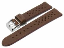 Meyhofer EASY-CLICK Uhrenarmband XL Rutland 24mm dunkelbraun Leder Racing-Look ohne Naht (Schließenanstoß 22 mm)