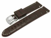 Meyhofer EASY-CLICK Uhrenarmband Perdido 18mm dunkelbraun Leder Alligator-Prägung helle Naht (Schließenanstoß 16 mm)