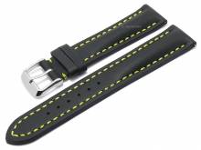 Meyhofer EASY-CLICK Uhrenarmband Rumford 18mm schwarz Leder gelbe Naht (Schließenanstoß 16 mm)