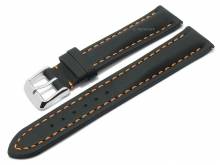 Meyhofer EASY-CLICK Uhrenarmband Rumford 18mm schwarz Leder orange Naht (Schließenanstoß 16 mm)