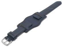 Meyhofer EASY-CLICK Uhrenarmband XL Cherbourg 18mm dunkelblau Leder glatt mit Lederunterlage (Schließenanstoß 18 mm)