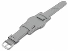 Meyhofer EASY-CLICK Uhrenarmband Dunkirk 18mm grau Leder glatt mit Lederunterlage (Schließenanstoß 18 mm)