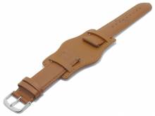 Meyhofer EASY-CLICK Uhrenarmband Dunkirk 19mm hellbraun Leder glatt mit Lederunterlage (Schließenanstoß 18 mm)