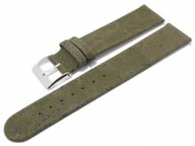 Meyhofer EASY-CLICK Uhrenarmband Tavira 22mm olivgrün echt Kork VEGAN matt (Schließenanstoß 22 mm)