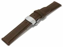 Meyhofer EASY-CLICK Uhrenarmband Salary 23mm dunkelbraun Leder Unterseite vegetabil mit Faltschließe (Schließe 20 mm)
