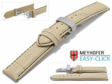Meyhofer EASY-CLICK watch strap Nizza Special 18mm beige leather black stitching flip clasp (width of clasp 18 mm)