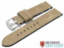 Meyhofer EASY-CLICK watch strap Midvale 20mm beige leather vintage look light stitched (width of buckle 20 mm)
