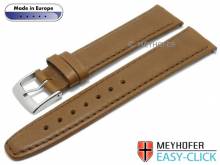 Meyhofer EASY-CLICK Uhrenarmband Maribor Classic 18mm mittelbraun Leder glatt Naht dunkelbraun (Schließenanstoß 16 mm)