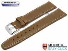 Meyhofer EASY-CLICK Uhrenarmband Maribor 18mm mittelbraun Leder glatt helle Naht (Schließenanstoß 16 mm)