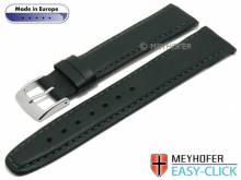 Meyhofer EASY-CLICK Uhrenarmband Maribor Special 18mm schwarz Leder glatt grüne Naht (Schließenanstoß 16 mm)