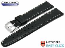Meyhofer EASY-CLICK Uhrenarmband Maribor 16mm schwarz Leder glatt helle Naht (Schließenanstoß 14 mm)