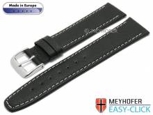 Meyhofer EASY-CLICK Uhrenarmband Save 16mm schwarz Synthetik lederähnlich helle Naht (Schließenanstoß 14 mm)