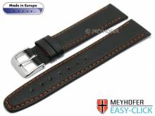 Meyhofer EASY-CLICK Uhrenarmband Save 16mm schwarz Synthetik lederähnlich orange Naht (Schließenanstoß 14 mm)
