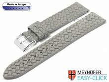 Meyhofer EASY-CLICK watch strap Pollino 24mm grey leather plaited look without stitching (width of buckle 22 mm)