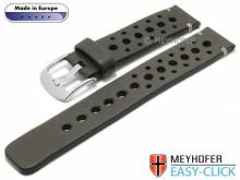 Meyhofer EASY-CLICK watch strap Drawa 24mm grey leather racing look light stitching (width of buckle 24 mm)