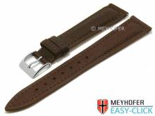 Meyhofer EASY-CLICK Uhrenarmband Trussville 18mm dunkelbraun Leder genarbt abgenäht (Schließenanstoß 16 mm)