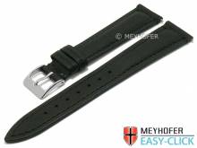 Meyhofer EASY-CLICK Uhrenarmband Trussville 18mm schwarz Leder genarbt abgenäht (Schließenanstoß 16 mm)