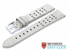 Meyhofer EASY-CLICK watch strap Sonoma 24mm light grey leather racing look suede like (width of buckle 22 mm)