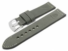 GERMAN MADE: Meyhofer EASY-CLICK Uhrband AMBERG - Motiv Chief 22mm grau Leder vegetabil (Schließenanst. 22 mm)