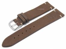 GERMAN MADE: Meyhofer EASY-CLICK Uhrband GREDING - Motiv Outdoor 22mm d.braun Leder Antik-Look (Schließenanstoß 20 mm)