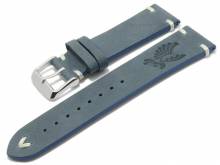 Meyhofer EASY-CLICK watch strap Portland - Motif Eagle 20mm blue leather light stitching (width of buckle 18 mm)