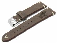 Meyhofer EASY-CLICK watch strap Portland - Motif Eagle 22mm dark brown leather light stitching (width of buckle 20 mm)