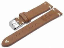 Meyhofer EASY-CLICK watch strap Portland - Motif Anchor 22mm light brown leather l. stitching (width of buckle 20 mm)