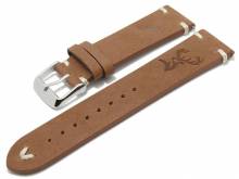 Meyhofer EASY-CLICK watch strap Portland - Motif Deer 22mm light brown leather light stitching (width of buckle 20 mm)