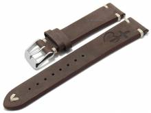 Meyhofer EASY-CLICK watch strap Portland - Motif Cross with Heart 22mm dark brown leather (width of buckle 20 mm)