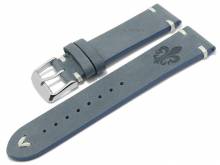 Meyhofer EASY-CLICK watch strap Portland - Motif Lilie 20mm blue leather light stitching (width of buckle 18 mm)