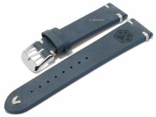 Meyhofer EASY-CLICK watch strap Portland - Motif Paw 20mm blue leather light stitching (width of buckle 18 mm)