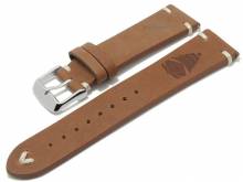 Meyhofer EASY-CLICK watch strap Portland - Motif Sailing Boat 22mm light brown leather (width of buckle 20 mm)