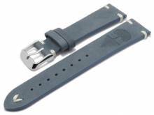 Meyhofer EASY-CLICK watch strap Portland - Motif Tree 22mm blue leather light stitched (width of buckle 20 mm)