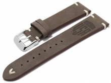 Meyhofer EASY-CLICK watch strap Portland - Motif USA 22mm dark brown leather light stitching (width of buckle 20 mm)