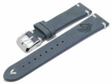 Meyhofer EASY-CLICK watch strap Portland - Motif Wolf 20mm blue leather light stitching (width of buckle 18 mm)