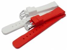 EASY-CHANGE watch strap set 2pcs SPORTS DUO 22mm silicone red/white variable for sports fans by MEYHOFER EASY-CLICK