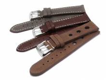 Schnellwechsel-Uhrenarmbänder 3er-Set SPORTIVE TRIO 18mm dunkelbraun Leder sportiver Look Meyhofer EASY-CLICK