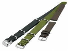 Uhrenarmbänder 3er-Set NATO CLASSIC TRIO 20mm schwarz/oliv/braun Leder/Textil Durchzugsbänder & Clipband MEYHOFER