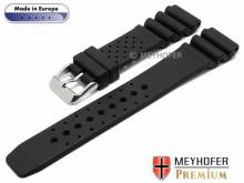 Uhrenarmband Atlantis 16mm schwarz Kautschuk von MEYHOFER (Schließenanstoß 16 mm)  