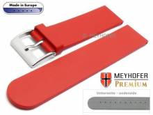 Watch strap Aracena 22mm red caoutchouc smooth matt by MEYHOFER (width of buckle 22 mm)