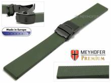Watch strap Wismar 18mm olive green caoutchouc with black clasp by MEYHOFER (width of buckle 18 mm)