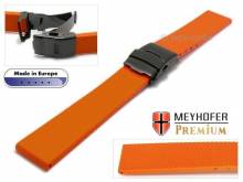 Watch strap Wismar 24mm orange caoutchouc with black clasp by MEYHOFER (width of buckle 20 mm)