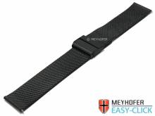 Meyhofer EASY-CLICK watch band Dortmund 22mm black mesh fine structure matt